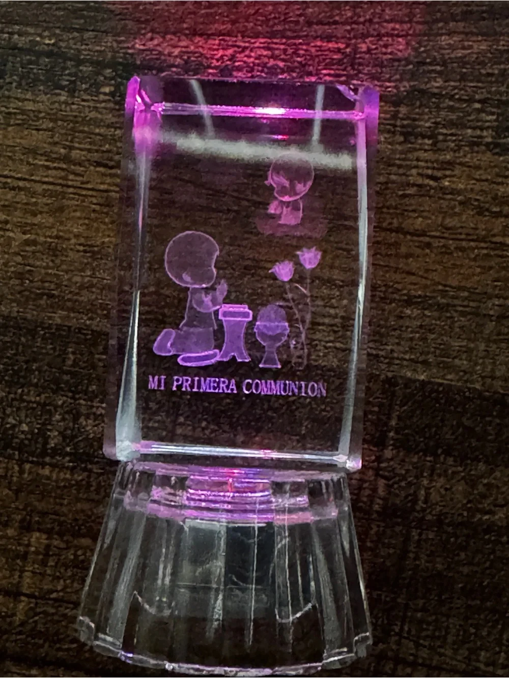First Communion 3D Laser Etched Crystal LED Light Up Statue Keepsake Gift New